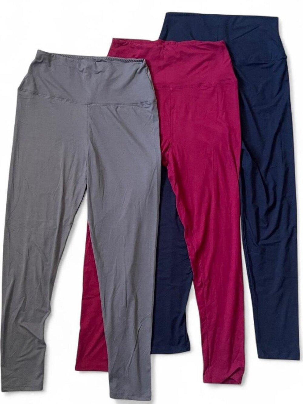 3 Pack Bundle Leggings high-waisted leggings Hot Pink, Grey, Navy Blue Small-Med